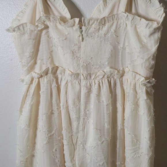 LENA Floral Jacquard Tiered Maxi Dress Ruffle Trim Sweetheart Empire Waist Sz M - Picture 6 of 10